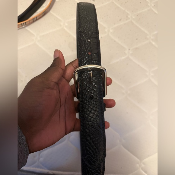 BLACK CROCODILE PATTERN BELT - Picture 1 of 2